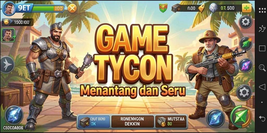 Screenshot gameplay 9ET yang menampilkan manajer bisnis yang sukses.