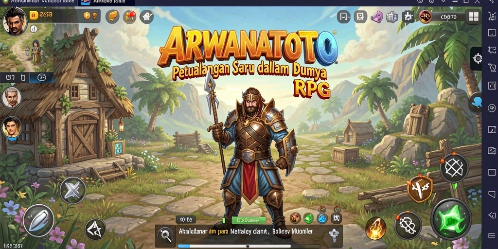 Tampilan gameplay ARWANATOTO dengan aksi pertarungan seru dan visual menarik.