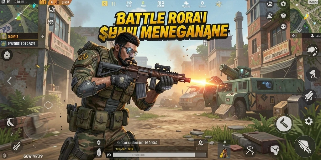 Screenshot gameplay GOWIN789 yang menampilkan aksi Battle Royale yang intens.