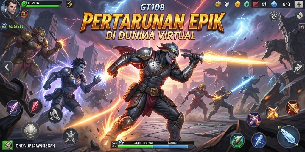 Tampilan utama GT108 yang menunjukkan aksi pertarungan seru dan mendebarkan.