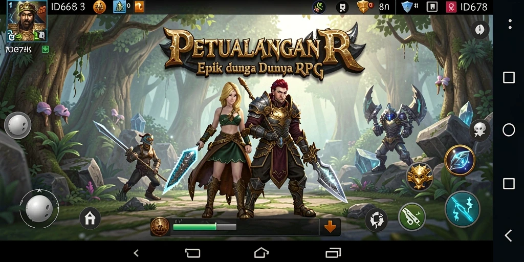 Tangkapan layar gameplay RPG dari ID678 yang penuh aksi.