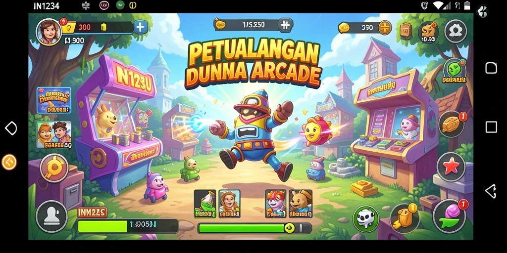 Tampilan gameplay IN1234 yang penuh aksi dan warna.