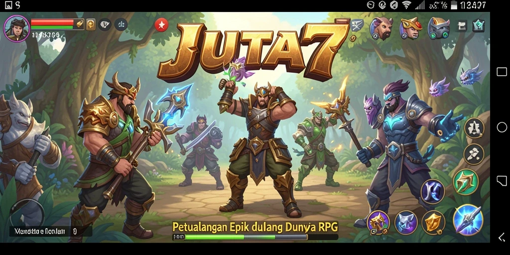 Screenshot utama JUTA7 menampilkan aksi seru dalam petualangan RPG.