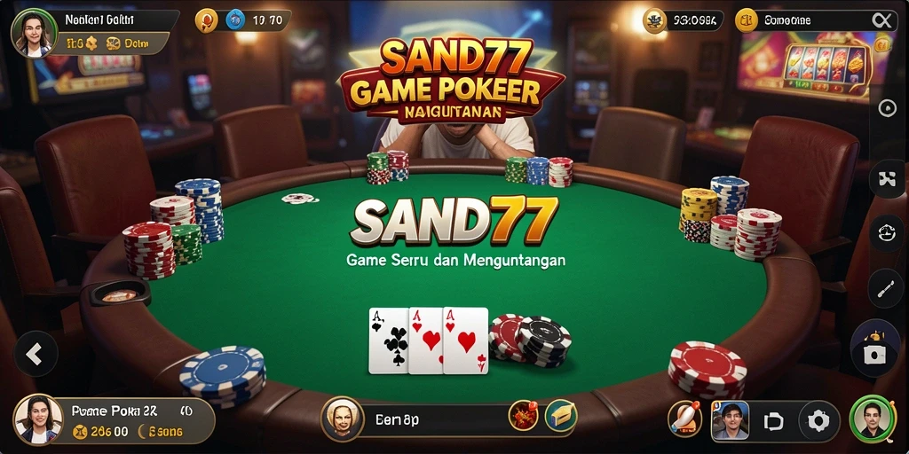 Tampilan gameplay Poker SAND77 yang seru dan interaktif.