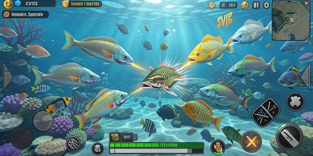 Tampilan gameplay Tembak Ikan yang seru di SVIP2.