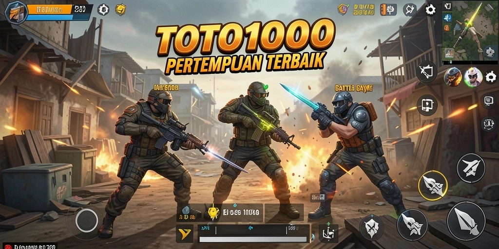 Screenshot gameplay TOTO1000 menampilkan aksi mendebarkan dalam Battle Royale.