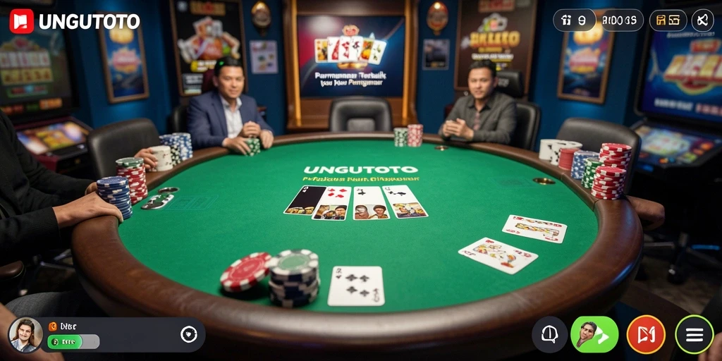 Screenshot UNGUTOTO menampilkan suasana permainan poker yang intens.